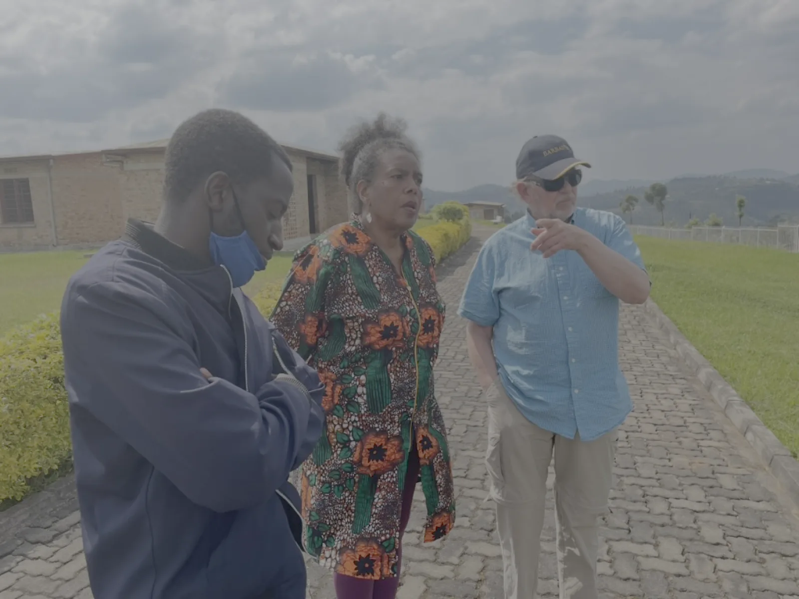 Sheriff, June and Dave at the Murambi Genocide Memorial